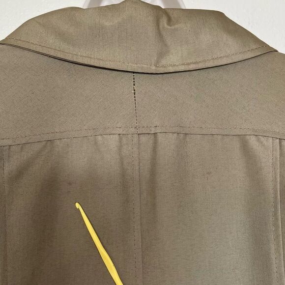 Vintage Tan Trench Coat Lined Button Front Tie Belt Union Label Women Medium - Picture 8 of 14